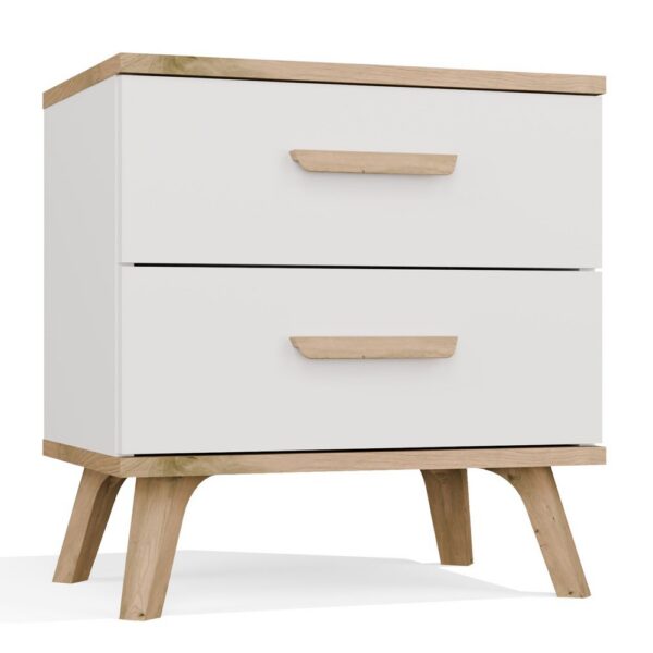 Bedside table OLYMPO 2S WHITE ARTISAN OAK Table 2 Drawers For bedroom