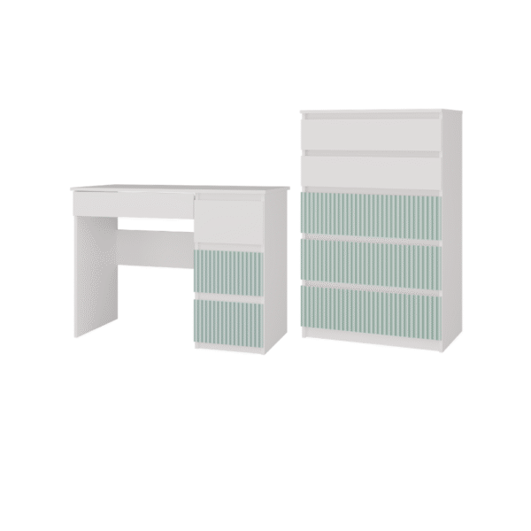 Furniture set ARTESO Children's Desk MIJAS RIGHT + Chest of drawers M5 WHITE MINT