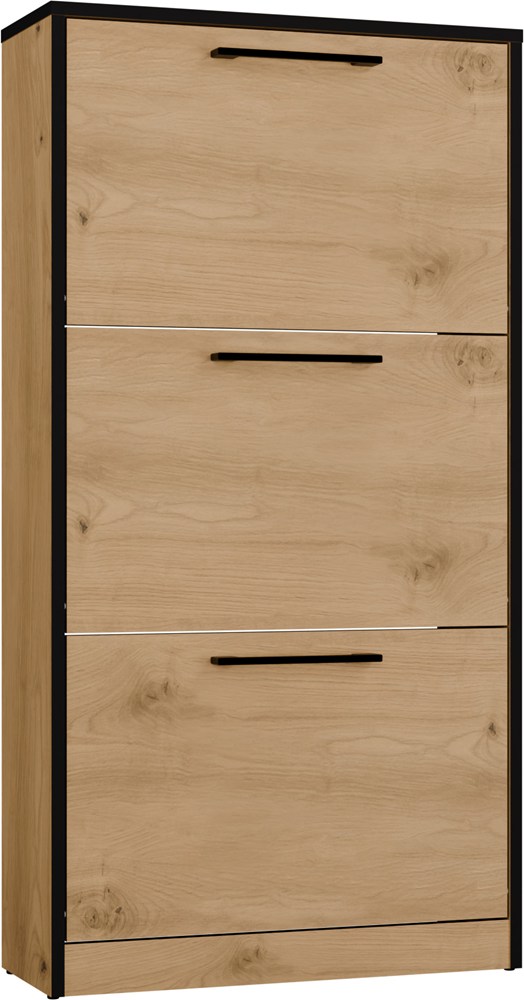 Shoe cabinet Paula ARTISAN OAK / BLACK EDGES 3 Doors for hallway