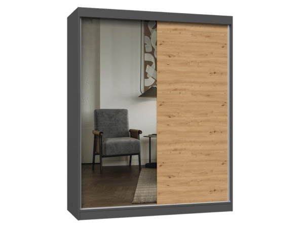 Wardrobe IGA 160 A/B ANTHRACITE ARTISAN 1 x Mirror For bedroom or hallway