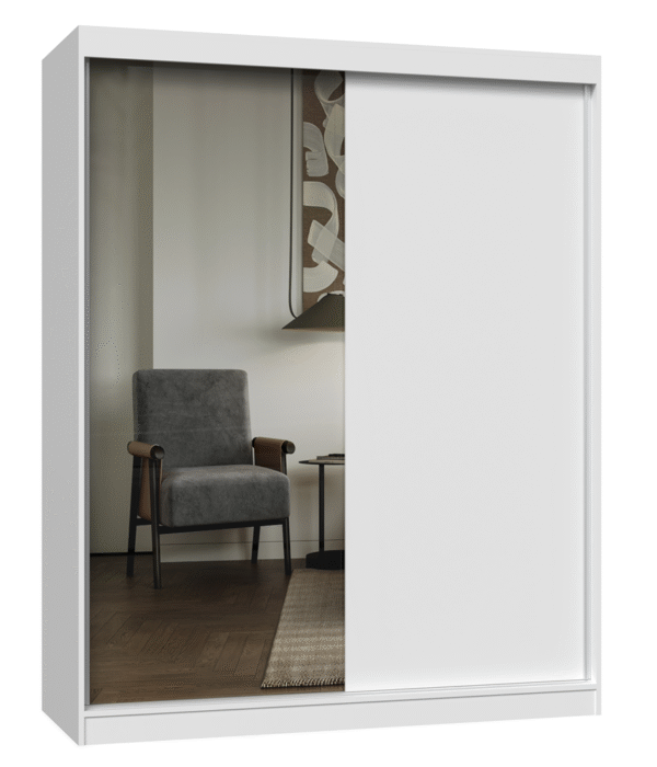 Sliding-door wardrobe IGA 160 A/B White 1 x Mirror For bedroom or hallway