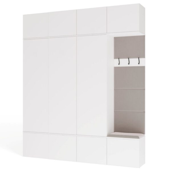 Hallway furniture set HAGA IV 3Sz1W WHITE 3x Wardrobe + Coat rack For hallway