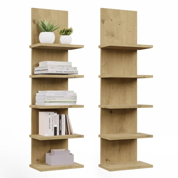 Wall-mounted shelving unit R5P 5 Shelves For books For office, living room or child's room ARTISAN OAK