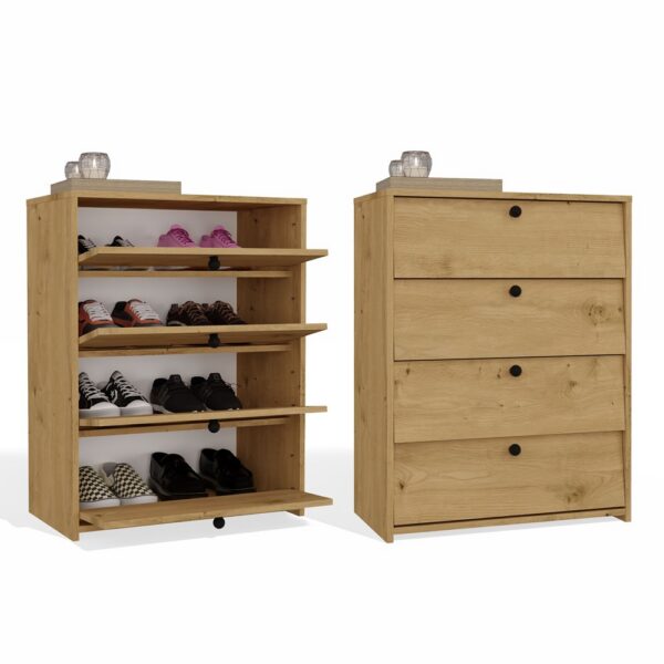 Shoe cabinet LOKA ARTISAN OAK 4 Doors Tilt-out 66 cm for hallway