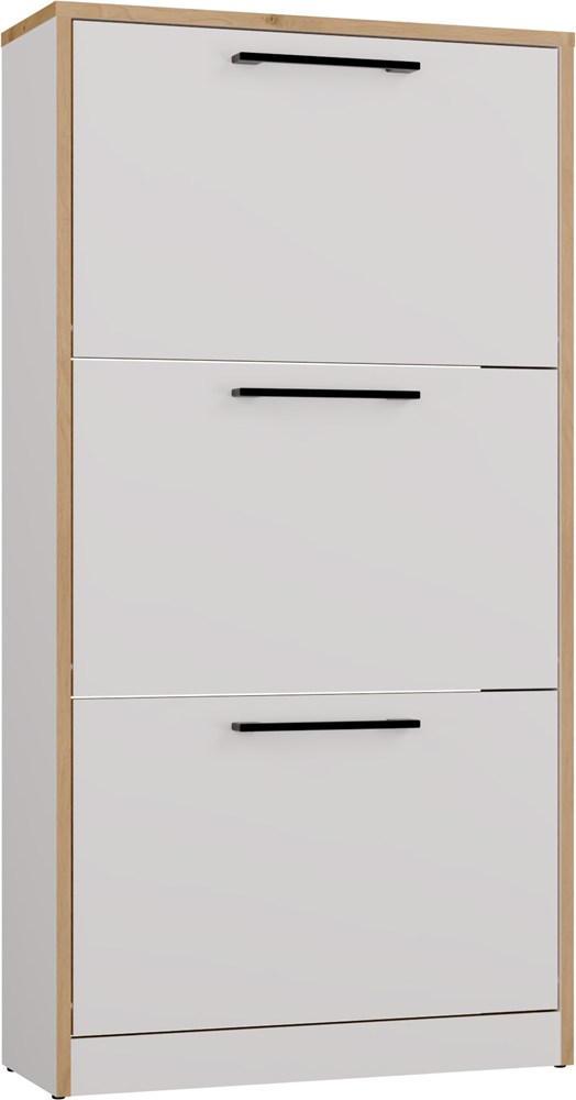 Shoe cabinet Paula WHITE / ARTISAN OAK EDGES 3 Doors for hallway