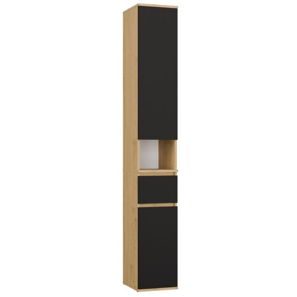 Cabinet Tall cabinet LIOR 2D1S ARTISAN OAK / BLACK Shelving unit with drawer For room or office