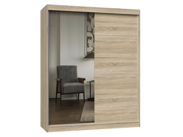 Wardrobe Iga 160 A/C SONOMA OAK 1 x Mirror Muntins For bedroom or hallway