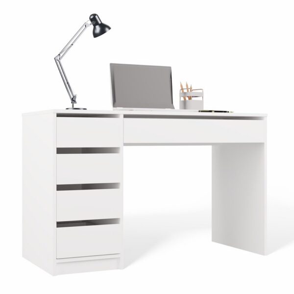 Desk ARTO WHITE 120 cm 5 Drawers Cabinet Modern For home office or study