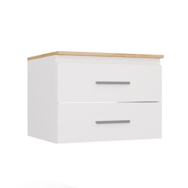 Under-basin cabinet NEL 60 Bathroom WHITE / ARTISAN OAK Wall-mounted 2 Drawers