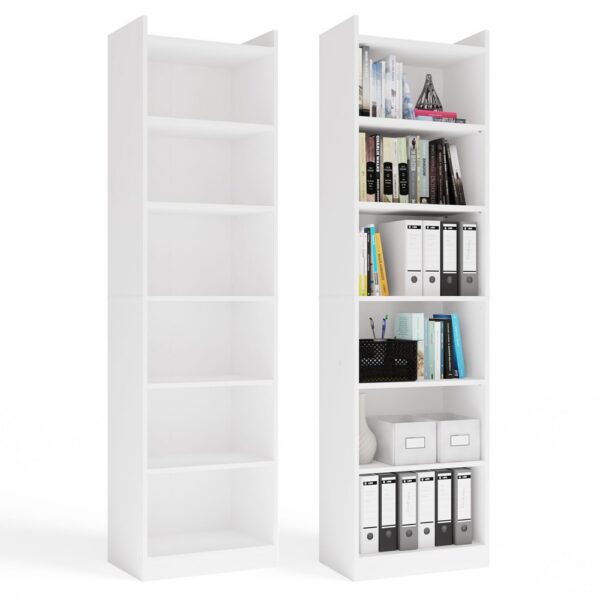 SHELVING UNIT RIMINI Cabinet 50 cm 7 Shelves For books and binders For office WHITE
