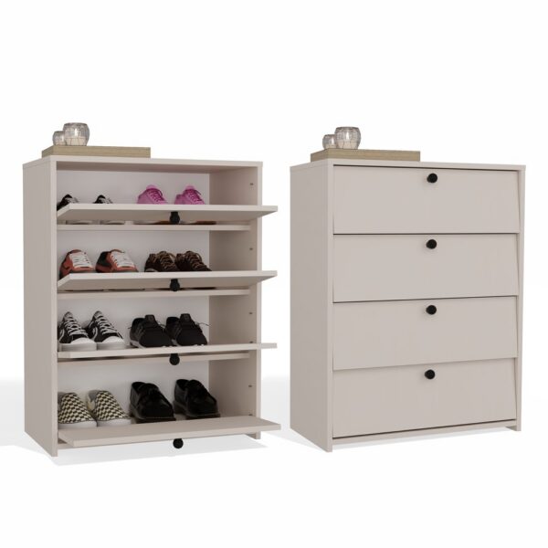 Shoe cabinet LOKA CASHMERE BEIGE 4 Doors Tilt-out 66 cm for hallway
