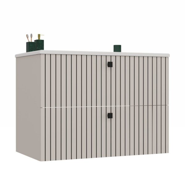 UNDER-BASIN CABINET TIGO 80 2S CASHMERE FLUTED FRONT + WASHBASIN