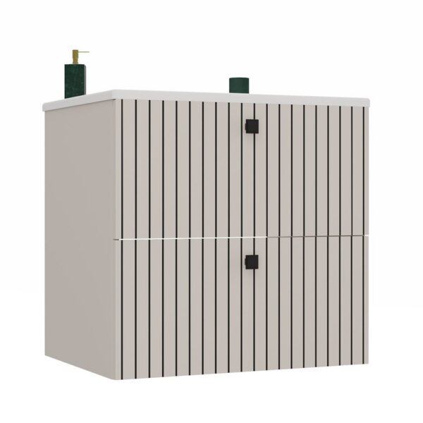 UNDER-BASIN CABINET TIGO 60 2S CASHMERE FLUTED FRONT + WASHBASIN