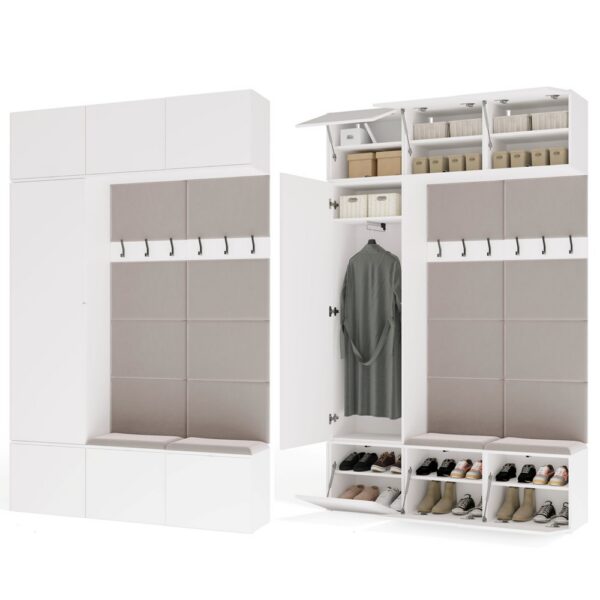 Hallway furniture set HAGA III 1Sz2W WHITE Wardrobe + 2x Coat rack For hallway