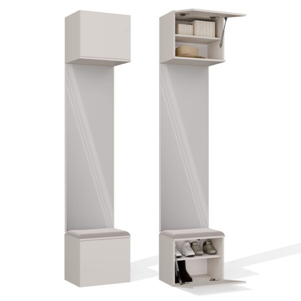 Hallway furniture set HAGA 1L Cabinet For hallway CASHMERE BEIGE 238x50x35 cm