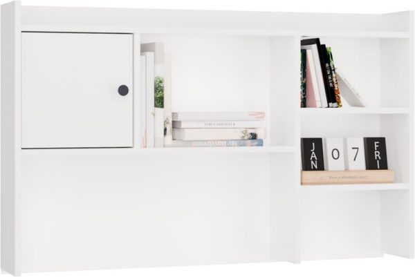 Desk hutch 120 cm WHITE 1 Door Shelving unit For books and documents